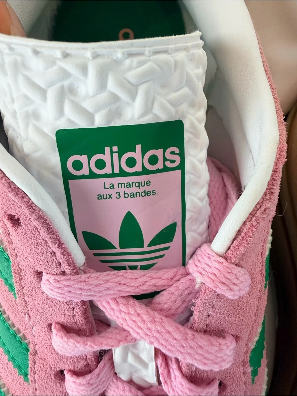 adidas Gazelle Bold Platform Sneakers Pink with Green Stripes Gum Sole Size 7 - Picture 4 of 7